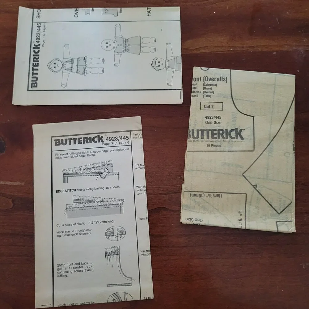 4923 Vintage Cabbage Patch Sewing Pattern Clothes Butterick